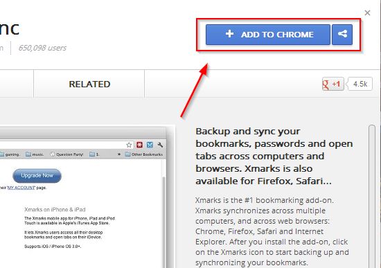 Install Xmarks on Chrome