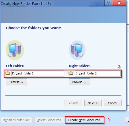 SyncToy - create new folder pair