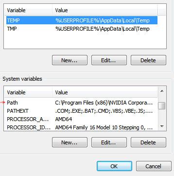 System environment variables for windows 7 path