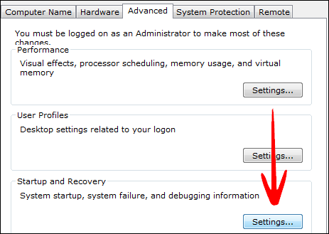 System failure settings