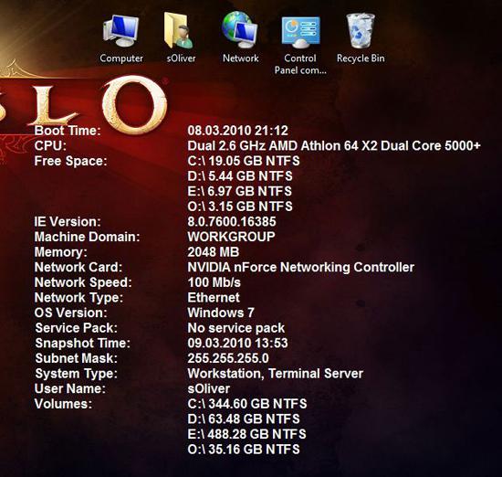 System Information on Desktop