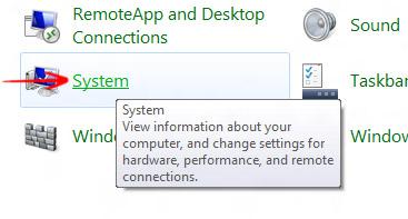 System Control panel