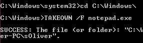 Take ownership notepad.exe