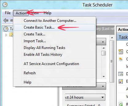 Create basic task at task scheduler