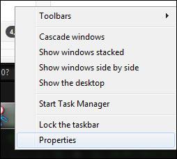 TaskBar properties