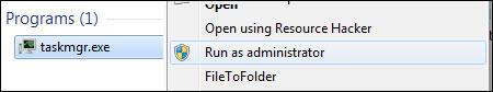 taskmanager run as admin