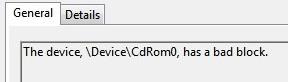 The Device Device Cdrom0 Has A Bad Block2