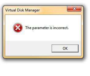 The Parameter Is Incorrect Error