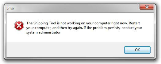 the snipping tool is not working on your computer right now
