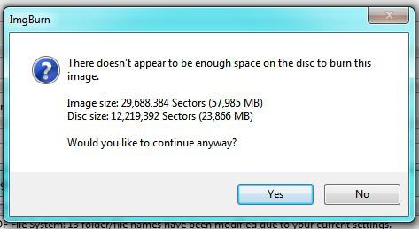 There Doesnt Appear To Be Enough Space On The Disc To Burn This Image