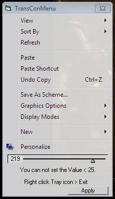 Transparent Context Menu Settings