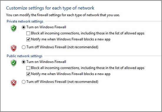 turn firewall on windows 8