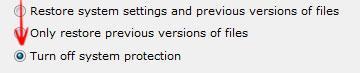 Turn off System Protection