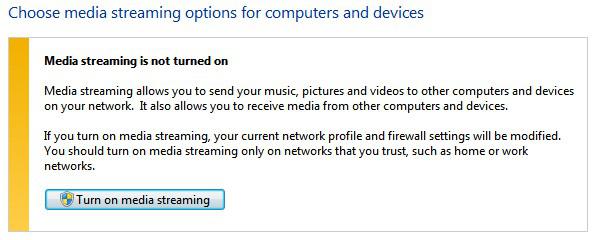 Turn On Media Streaming