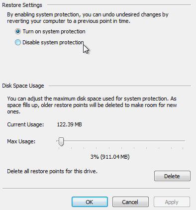 Turn on system protection in Windows 8