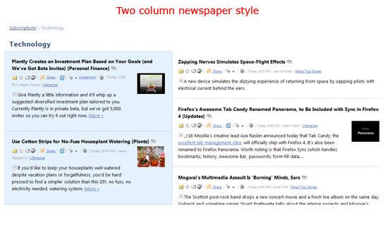 Two column feed reader for Windows 7