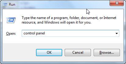 Type Control panel in run and press enter
