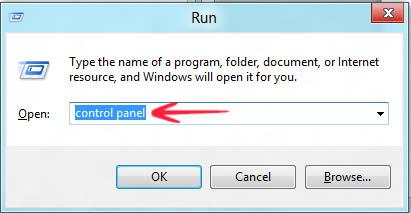 Type Control Panel in Run and press Enter