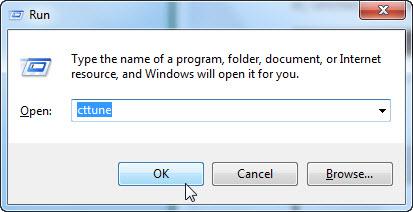 Type CTTUNE.EXE in Run and press Enter