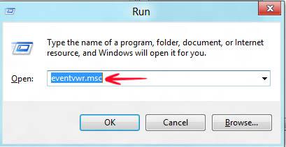 Type eventvwr.msc and hit enter