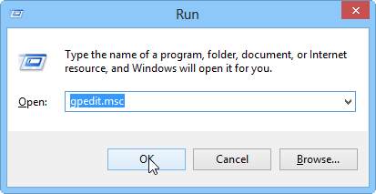 Type gpedit msc in run and press enter