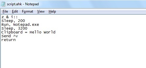 type in the script in notepad