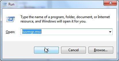 Type Lusrmgr.msc in Run and press OK