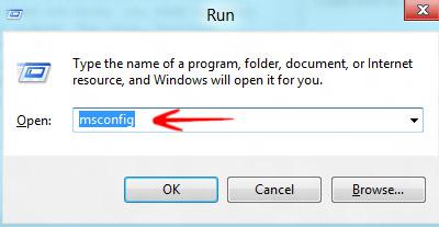 Type MSCONFIG in RUN and press Enter