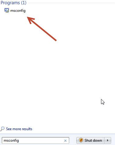 Type MSCONFIG in Start Menu and press Enter