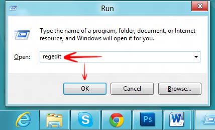 Type regedit and press enter to access windows registry