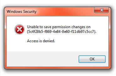 Unable to save permission changes: Access denied