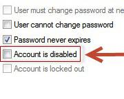 Uncheck Admin account is disabled