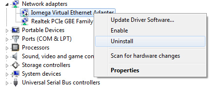 Uninstall Virtual Ioemga Network Adapter