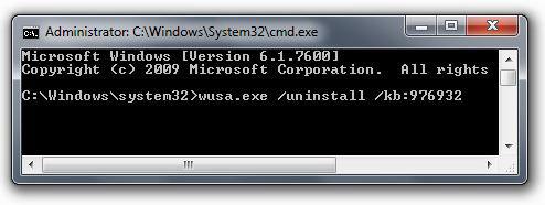 Uninstall Windows 7 Service Pack 1