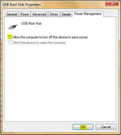 USB Root Hub: Allow Computer to turn off device