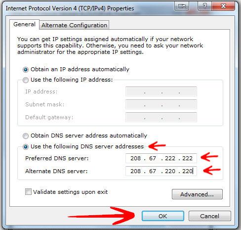 Use the following DNS Server address: OpenDNS