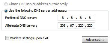 Use the following DNS server address.