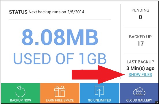 view backup files