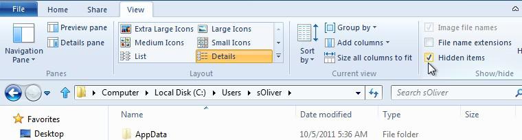 View Hidden Items Appdata Folder 1