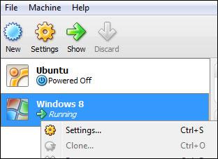 Virtual Box machine settings