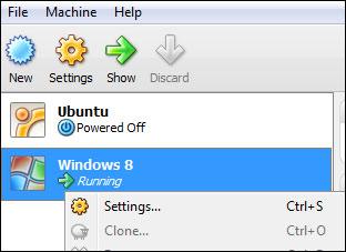 Virtual Box machine settings