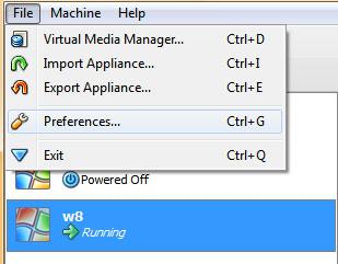 VirtualBox Preferences