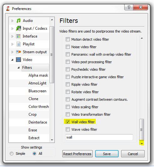 VLC Wall Video Filter
