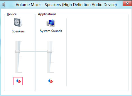 Volume mixer mute