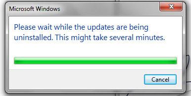 Wait while updates uninstall