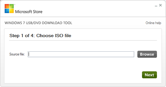 Windows 7 USB DVD Download Tool - Screen 1 of 4