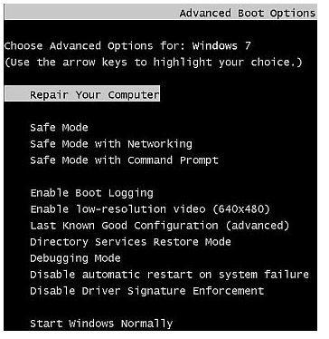 Windows 7 Advanced Boot Options