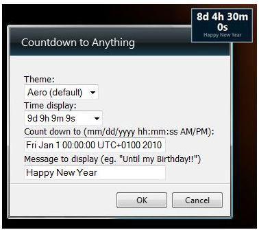 Windows 7 Countdown Gadget Preview
