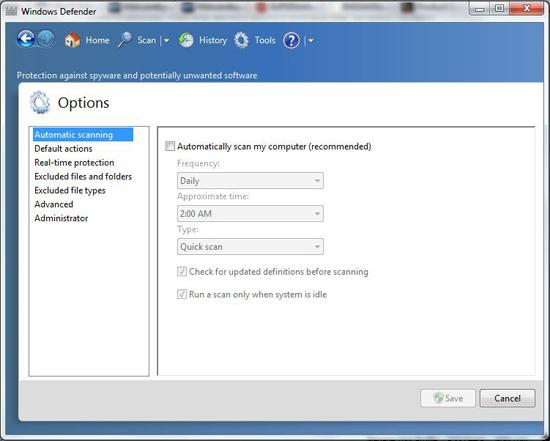 Windows 7 Defender Spyware Scanner