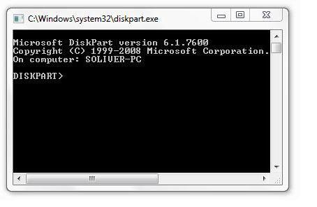 Windows 7 Diskpart Command